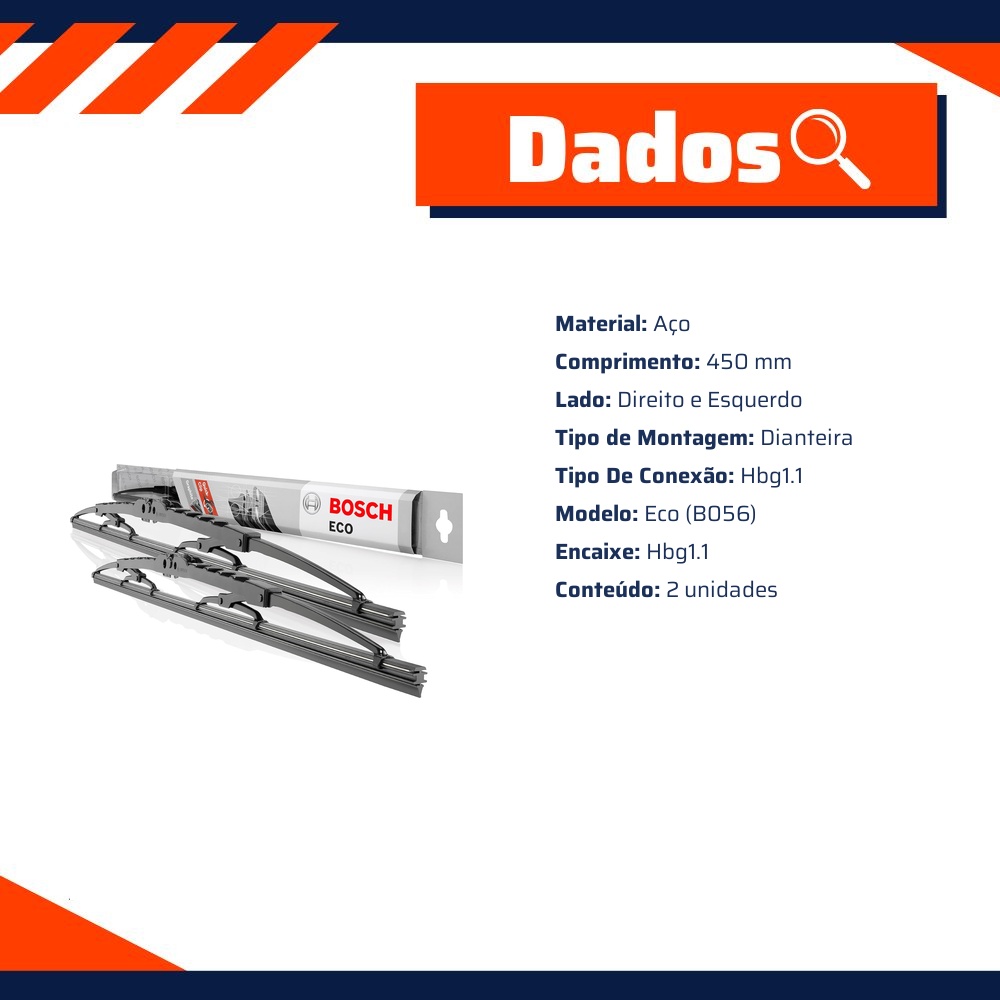 Par Palhetas Eco B056 Dianteira - Bosch - 3 397 005 283
