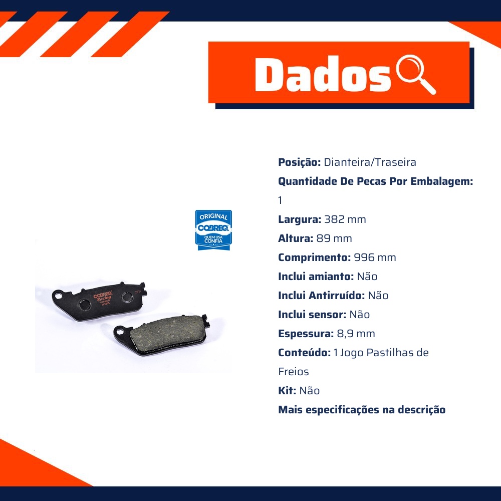 Pastilha de Freio para Honda CB 1000R e VFR 1200F - Cobreq - N-1815