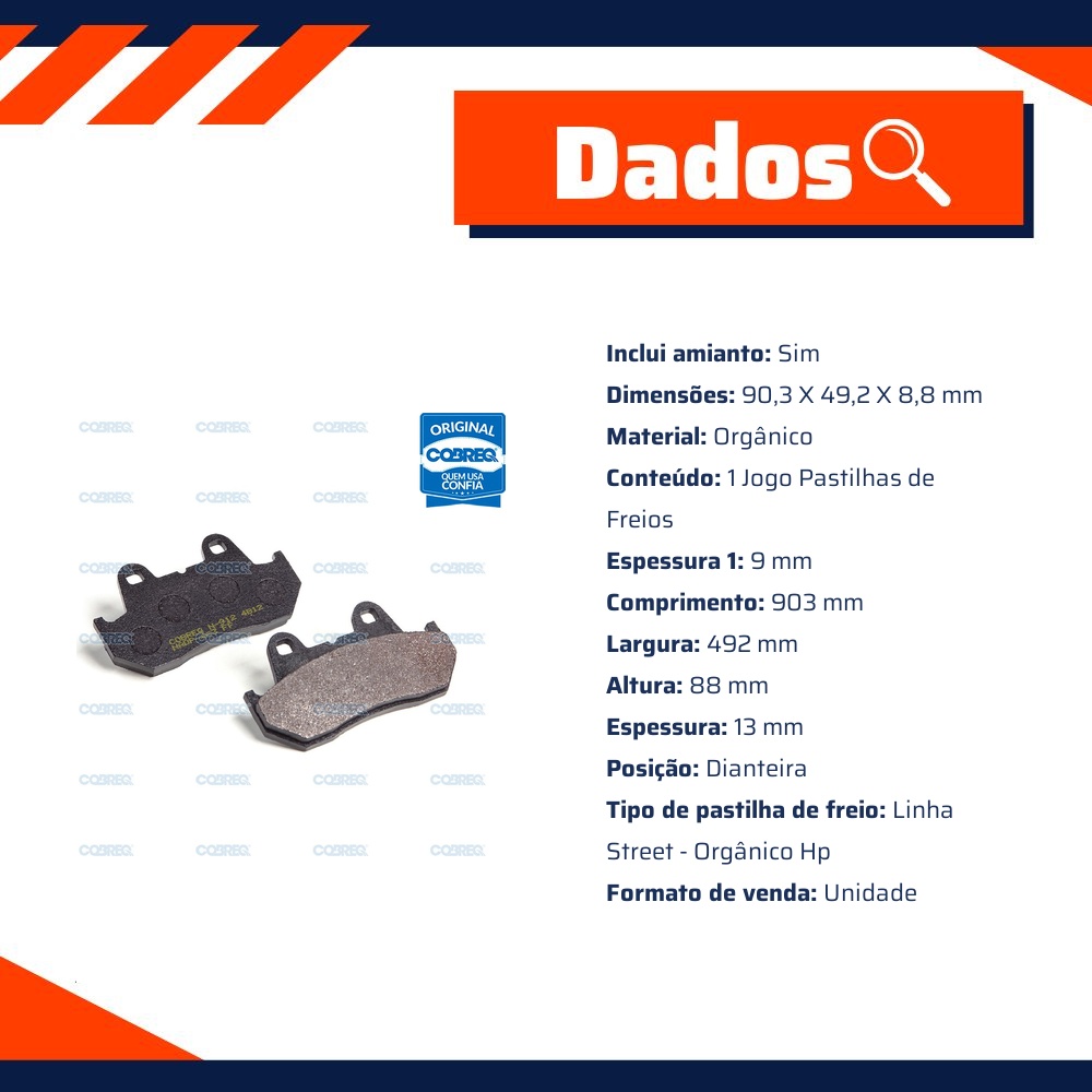 Pastilha de Freio Dianteira para Honda CBX 750 - Cobreq - N-912