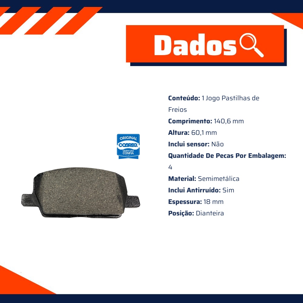 Pastilha de Freio Dianteira para Chevrolet Tracker - Cobreq - N-2087