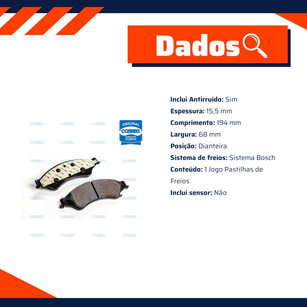 Pastilha de Freio Dianteira para Ford Ranger e Troller T4 - Cobreq - N-197