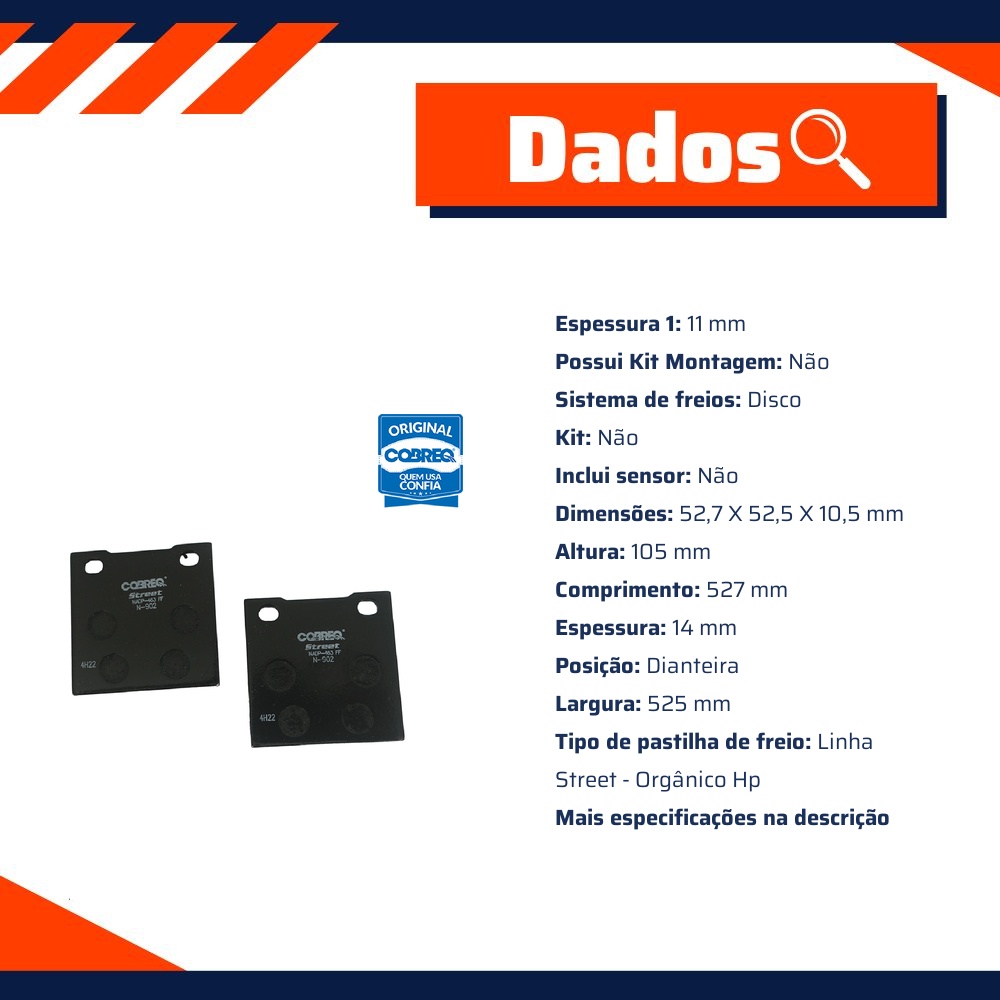 Pastilha de Freio Dianteira para Honda CB 400 e CB 750K - Cobreq - N-902