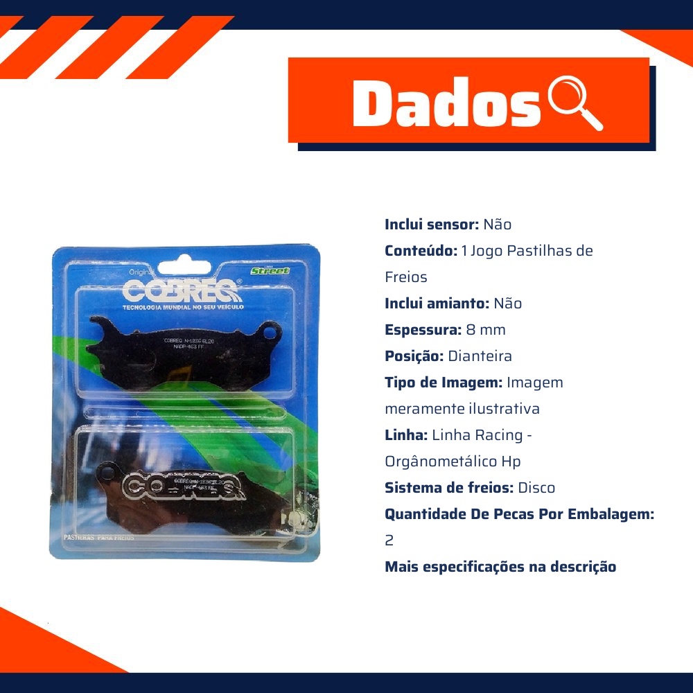 Pastilha de Freio Dianteira para Honda CG 150 e CG 160 - Cobreq - N-1836