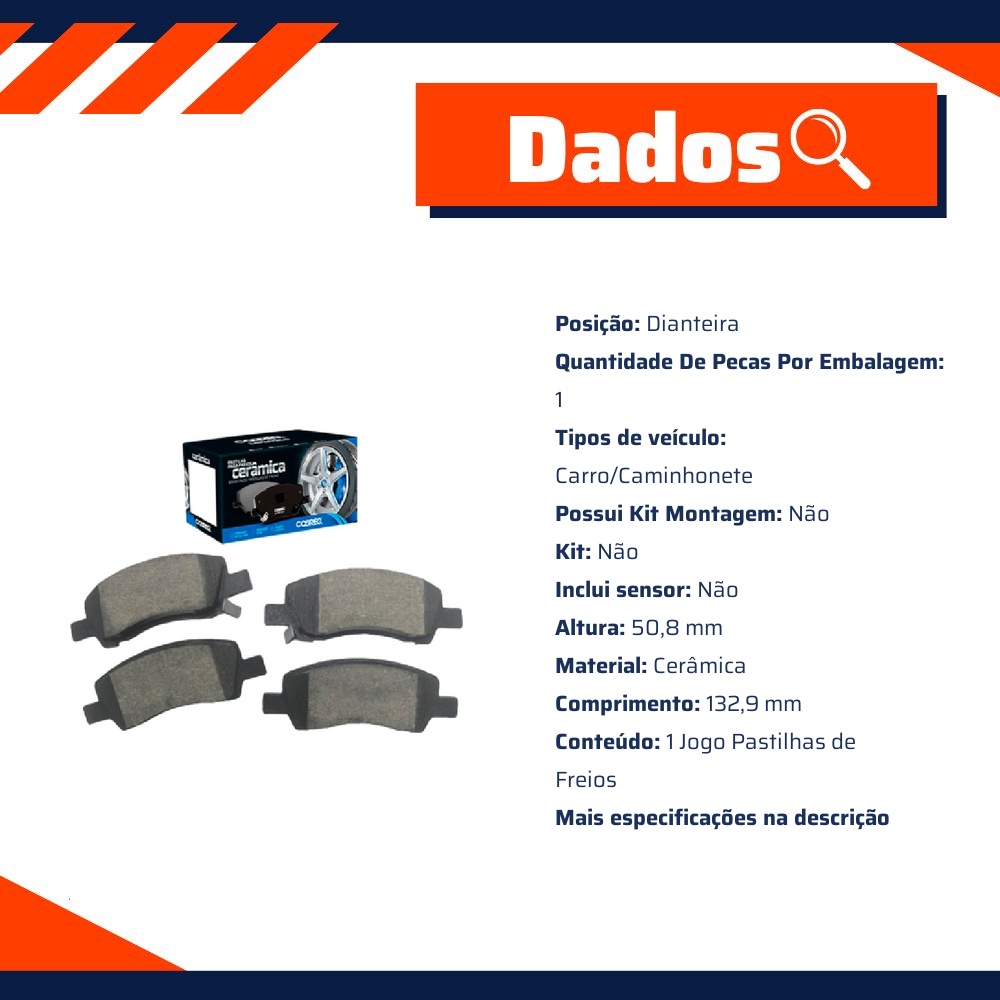 Pastilha de Freio Cerâmica Dianteira para Hyundai HB20 e HB20S 1.0 Aspirado - Cobreq - N-2131C