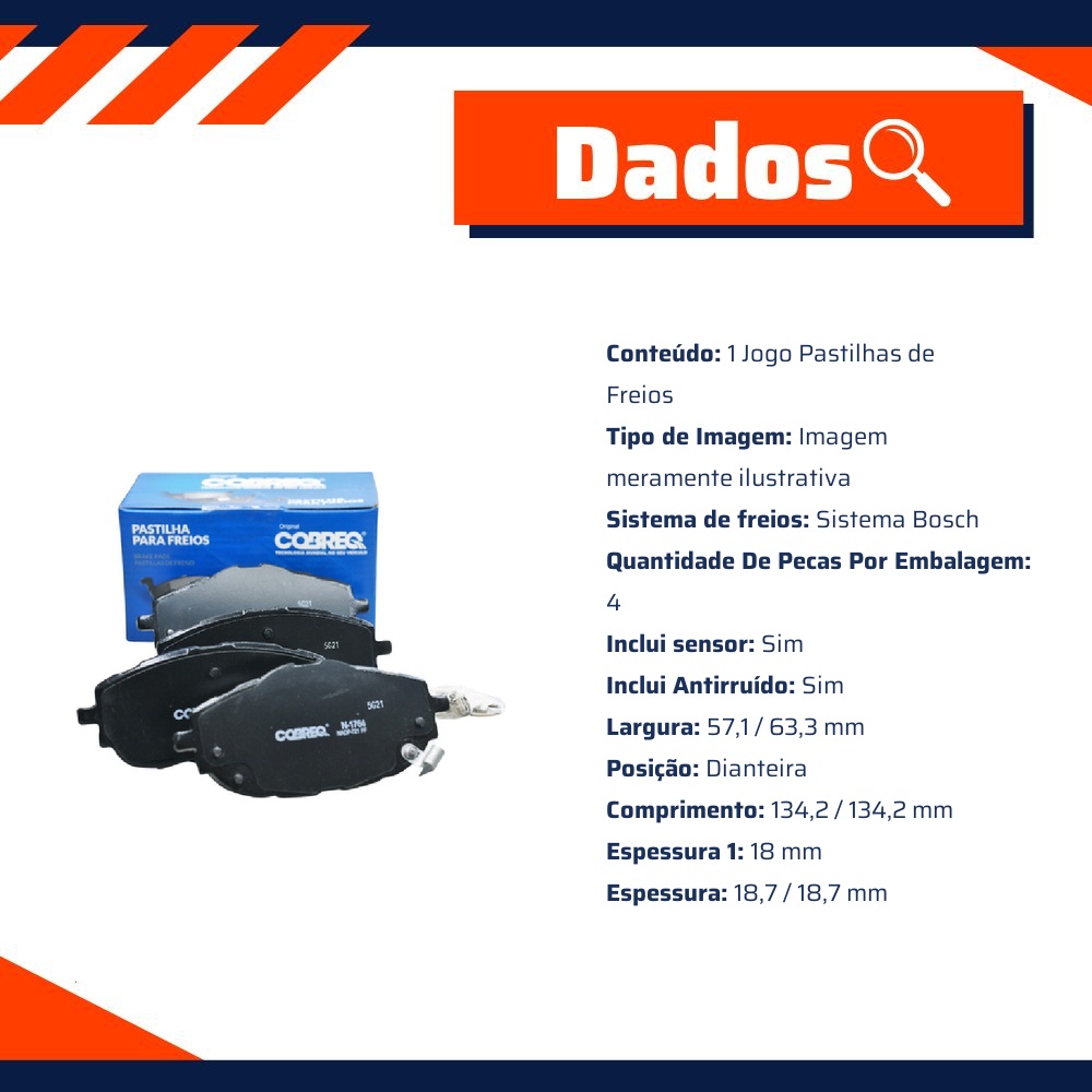 Pastilha de Freio Dianteira para Toyota Corolla - Cobreq - N-1764