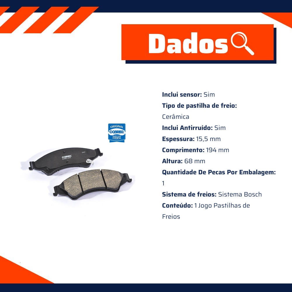 Pastilha de Freio Cerâmica Dianteira para Ford Ranger e Troller T4 - Cobreq - N-197C