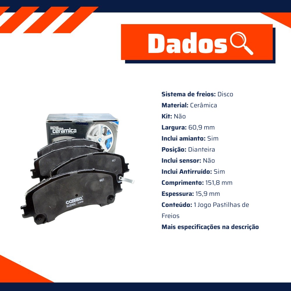 Pastilha de Freio Cerâmica Dianteira para Chevrolet S10 e Trailblazer - Cobreq - N-2049C
