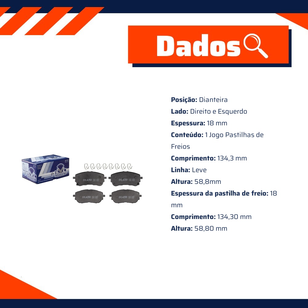 Jogo de Pastilhas de Freio Dianteira para Toyota Corolla - Syl - 4259