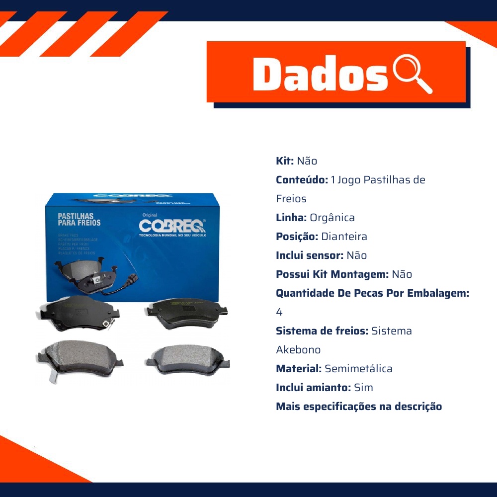 Pastilha de Freio Dianteira para Nissan Frontier - Cobreq - N-2090