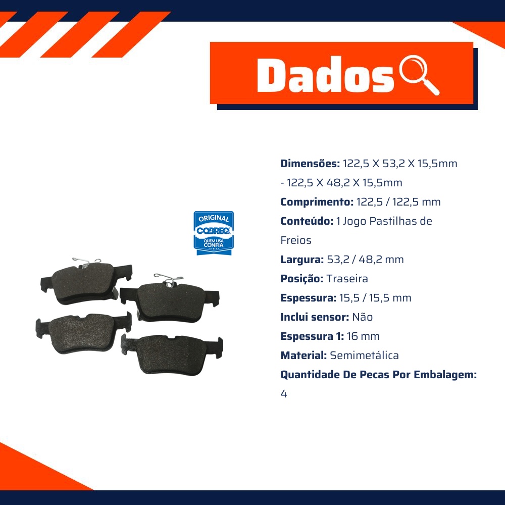 Pastilha de Freio Traseira para Honda Civic - Cobreq - N-2039