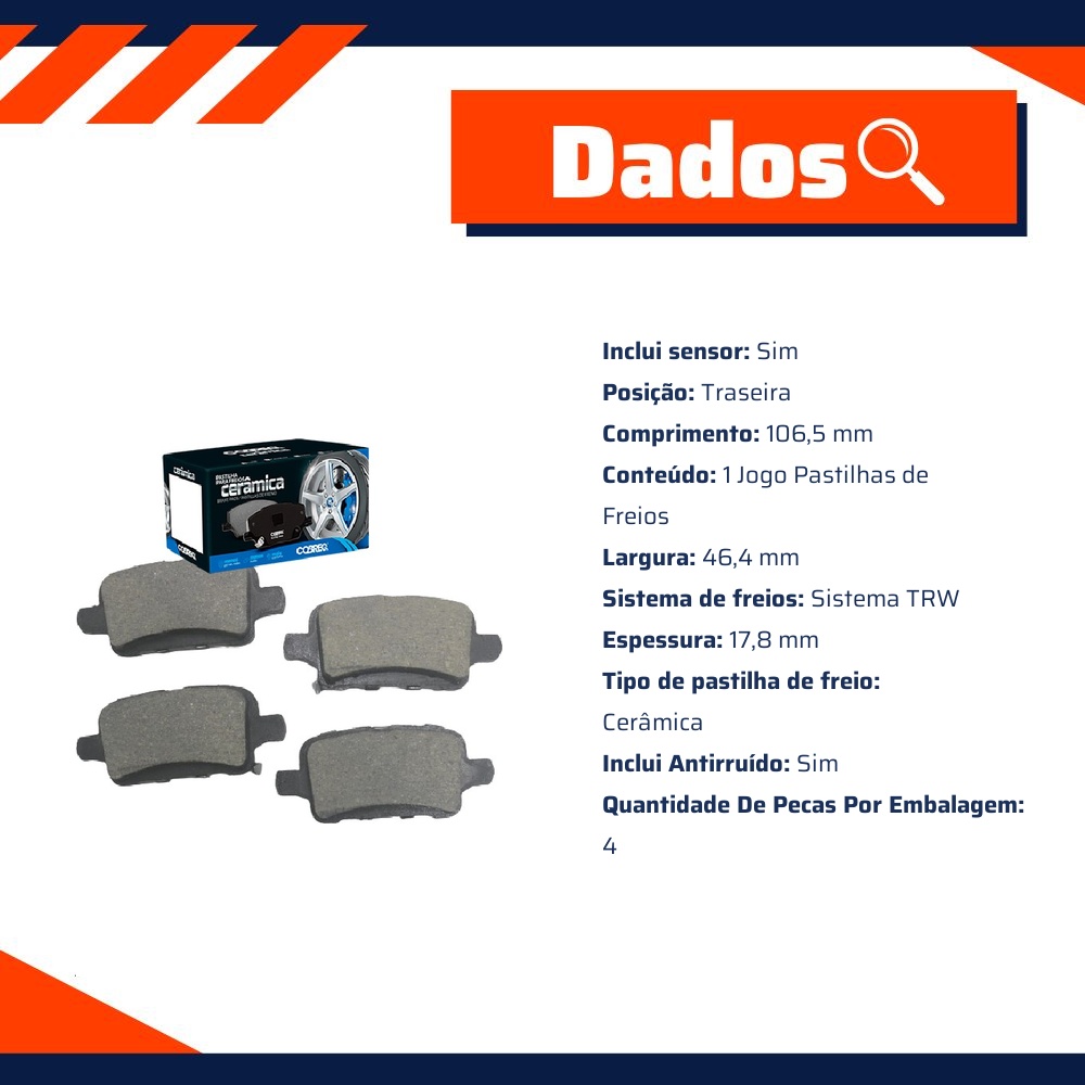 Jogo Pastilha de Freio Traseira - Cobreq - N-2033C