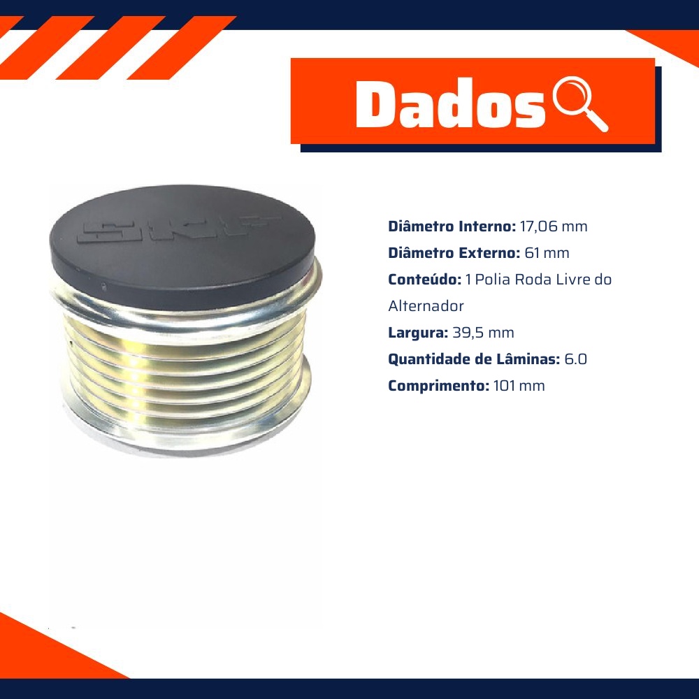 Polia Roda Livre do Alternador - SKF - VKM 03111 A