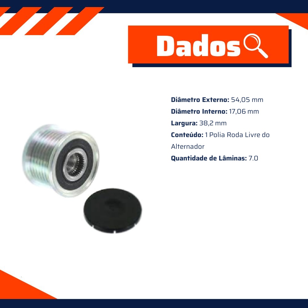 Polia Roda Livre do Alternador - SKF - VKM 03601 A