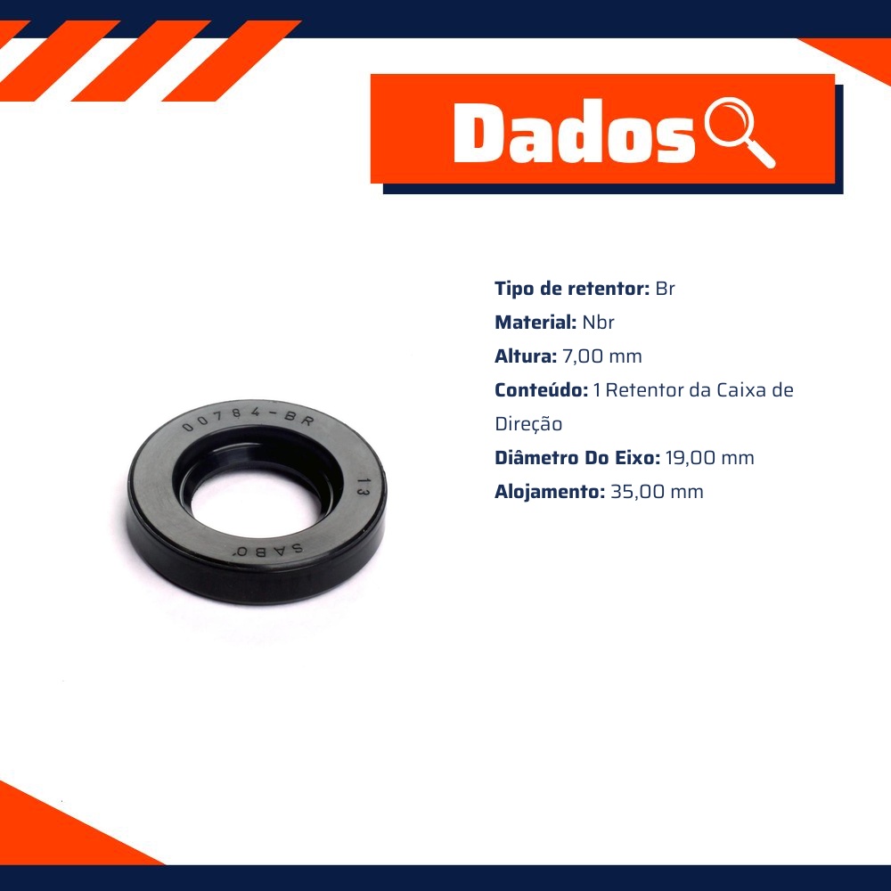 Retentor da Caixa de Direção - Sabó - 00784BR1