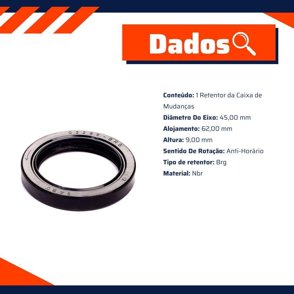 Retentor da Caixa de Mudanças para Toyota Bandeirante - Sabó - 02298BRG