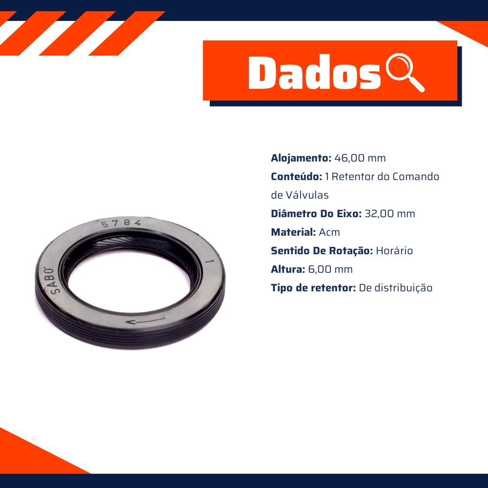 Retentor do Comando de Válvulas - Sabó - 05784BRGP