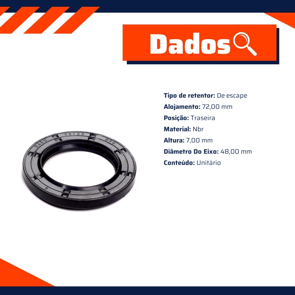 Retentor do Cubo de Roda Traseiro para Volkswagen Kombi - Sabó - 02139BRG