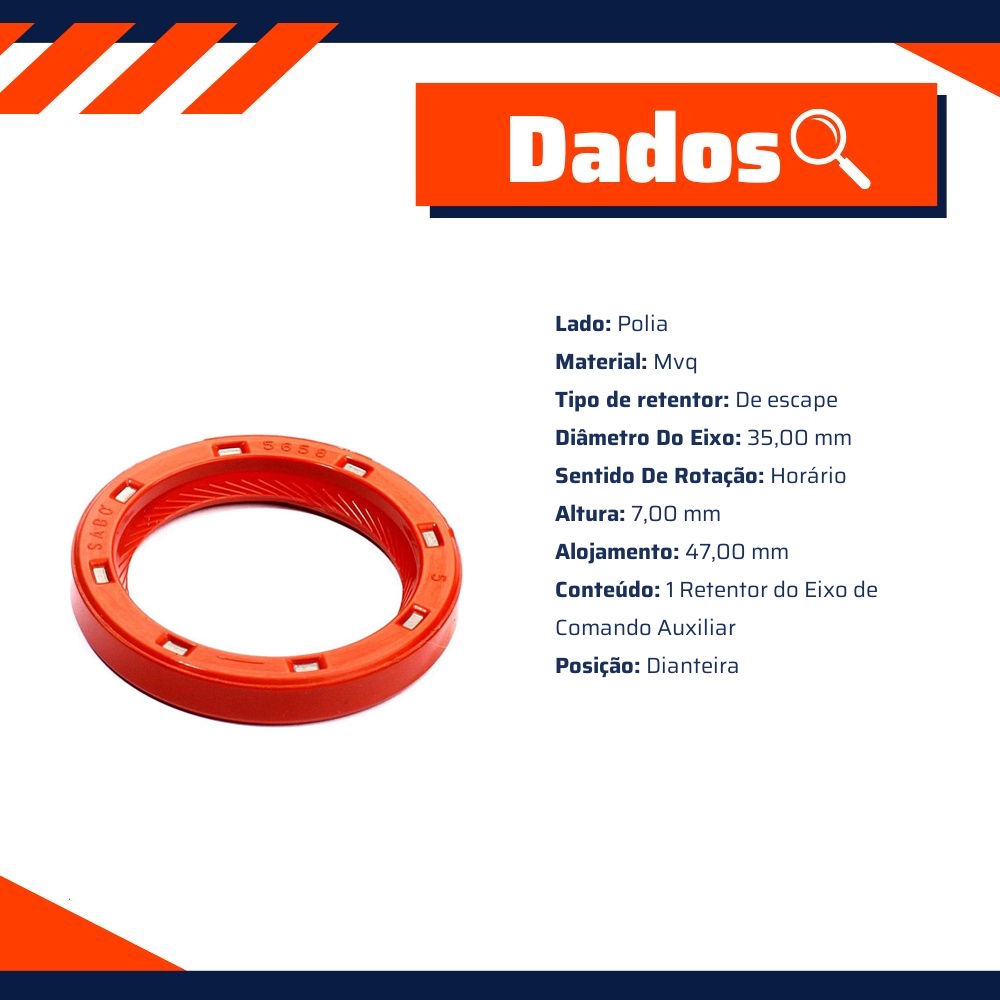 Retentor do Eixo de Comando Auxiliar - Sabó - 05658BRS