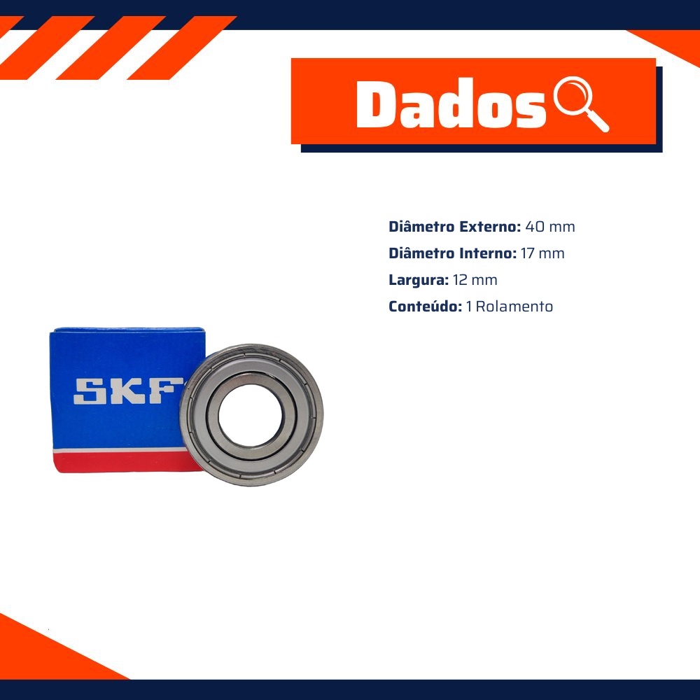 Rolamento - SKF - 6203-2Z/C3