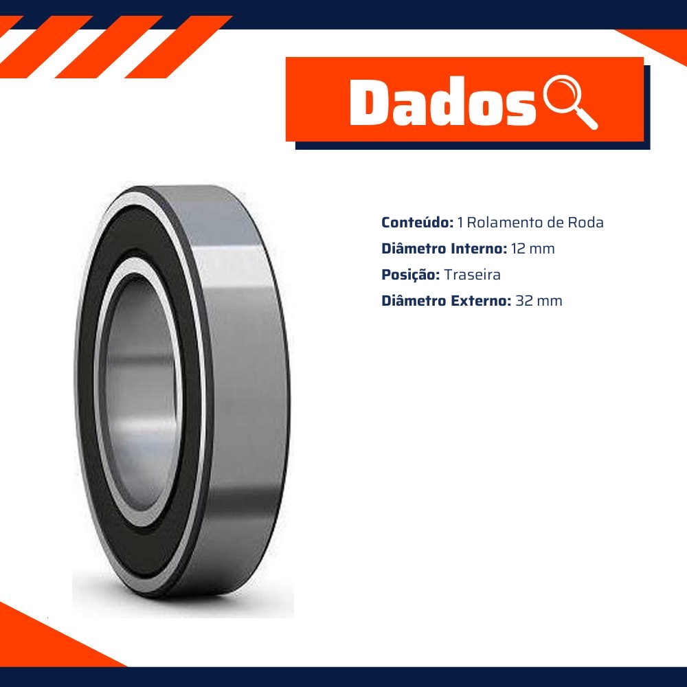 Rolamento de Roda para Dafra Smart 125 e Honda Lead 110 - SKF - 6201-2RSH