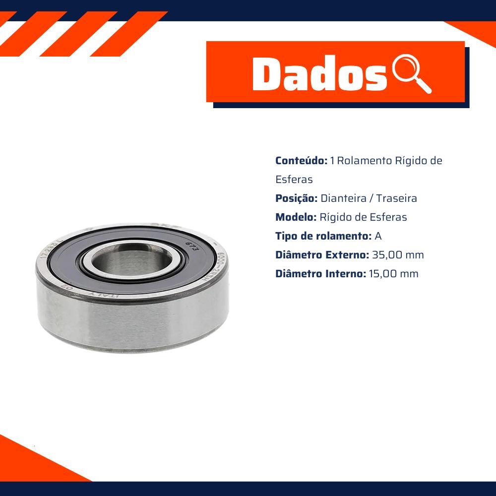 Rolamento Rígido de Esferas - SKF - 6202-2RSH