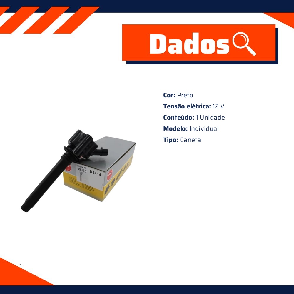 Bobina Ignição para Fiat Toro - NGK - U5414