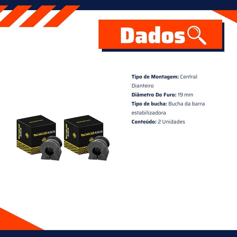 Par de Bucha Barra Estabilizadora Central Dianteira - Monroe Axios - LT80125