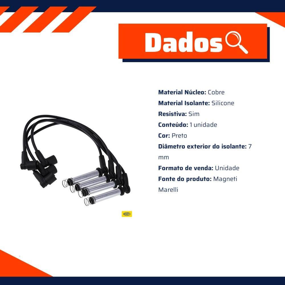 Jogo de Cabos de Vela para Chevrolet Blazer e S10 - Magneti Marelli - CVMG9002