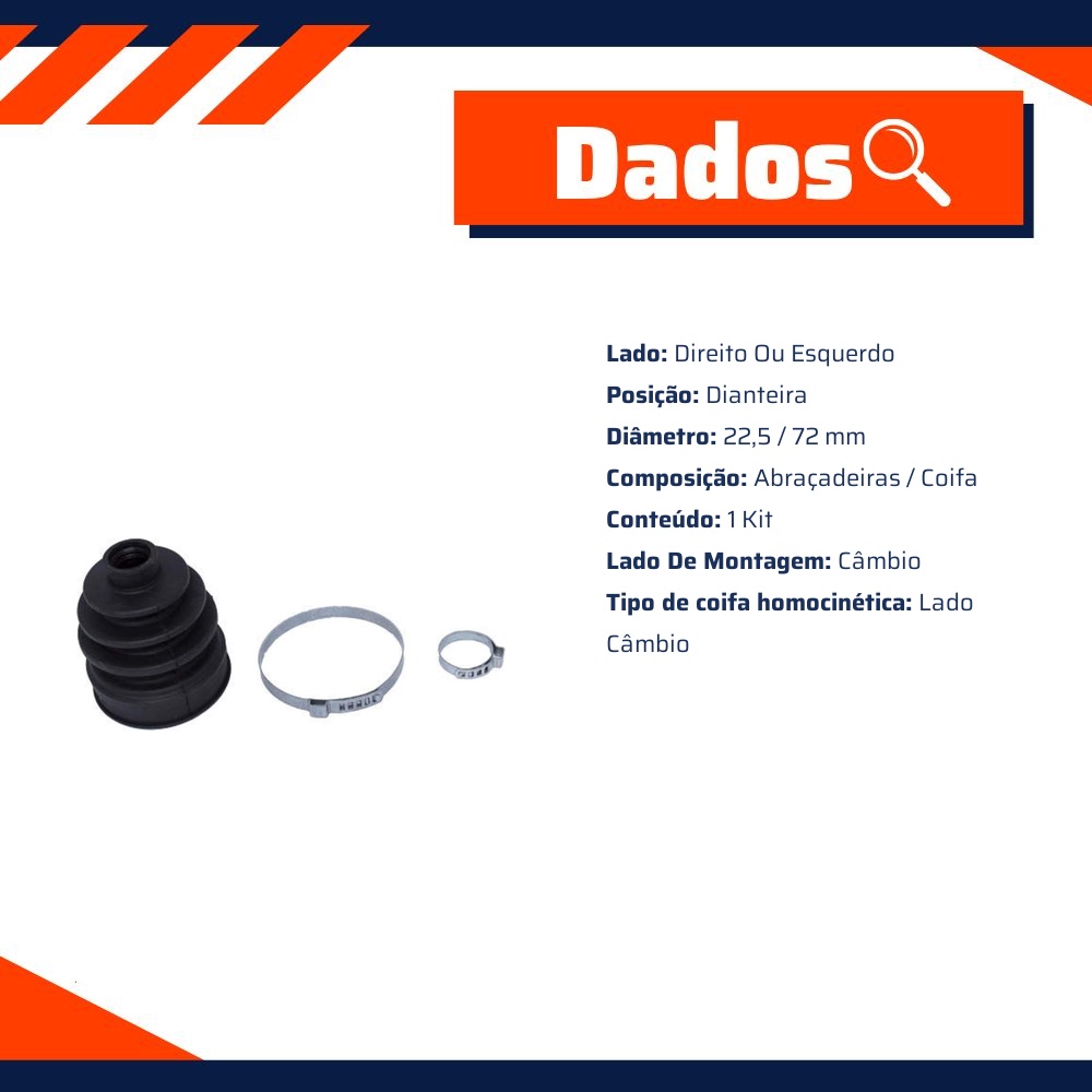 Coifa Homocinética Câmbio Dianteira Direita ou Esquerda para Chevrolet Cobalt - Monroe Axios - LT90154
