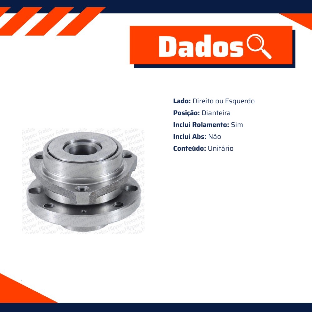 Cubo de Roda Dianteiro Direito ou Esquerdo com Rolamento sem ABS - Hipper Freios - HFCD 26B