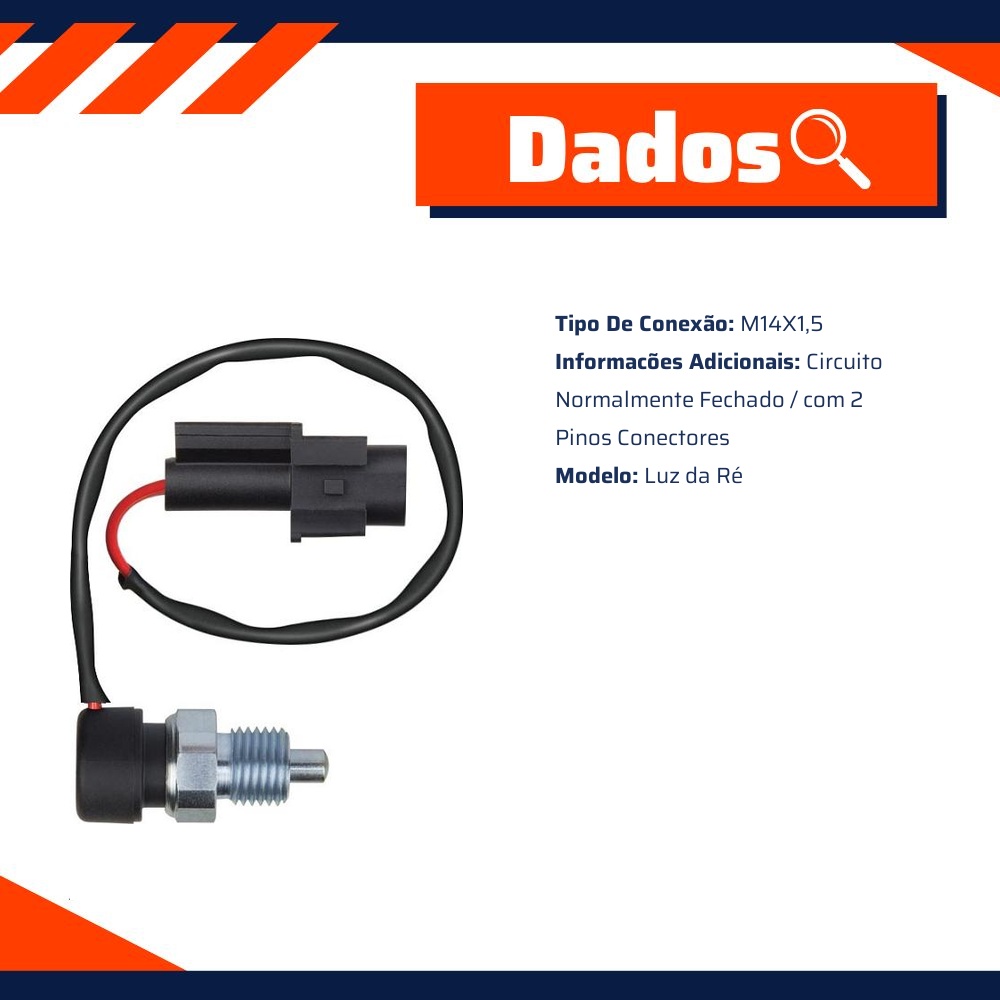 Interruptor da Luz da Ré M14 X 1.5 para Nissan Frontier - 3-RHO - 44100