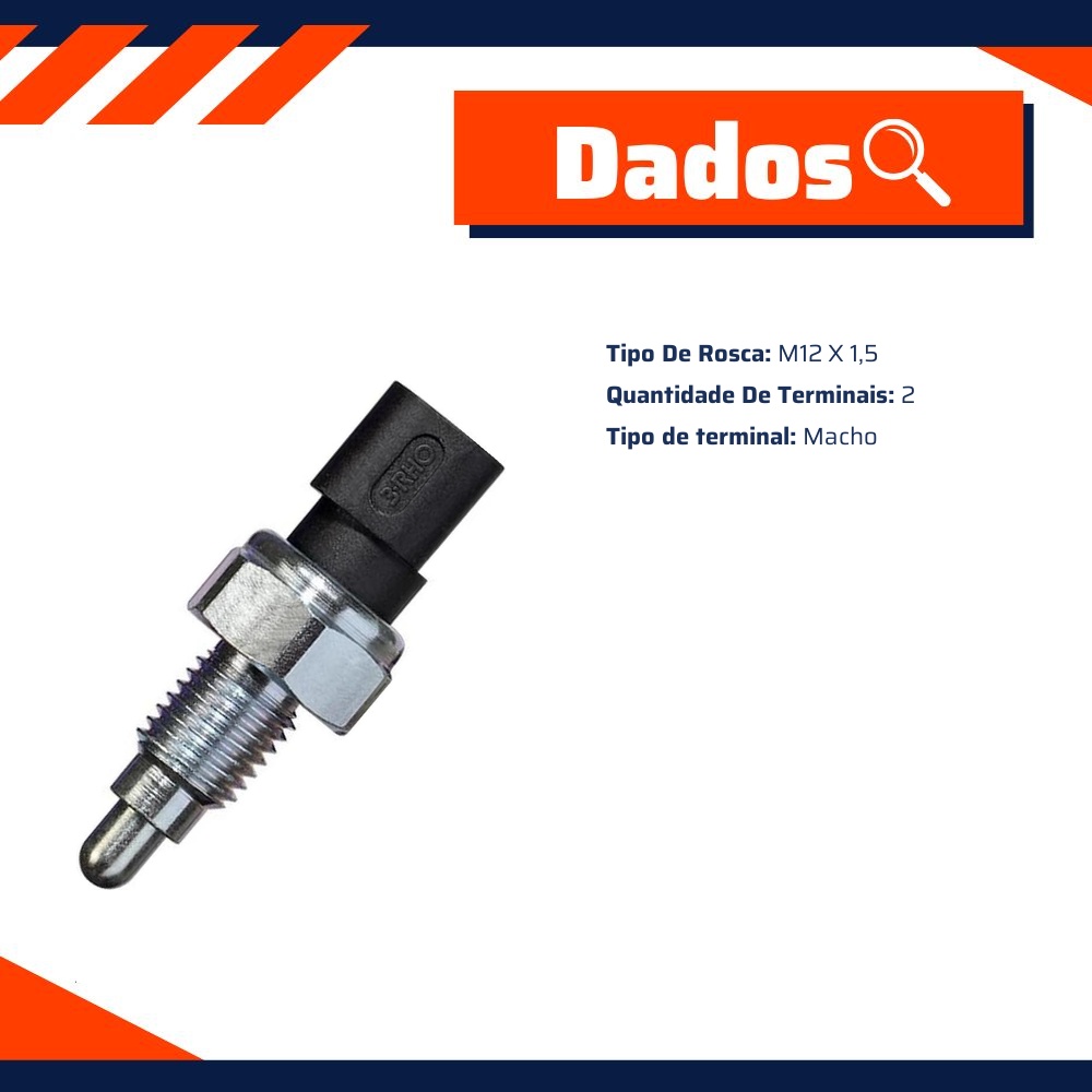 Interruptor da Luz da Ré M12 X 1,5 para Chevrolet Sonic e Sonic Sedan - 3-RHO - 44124