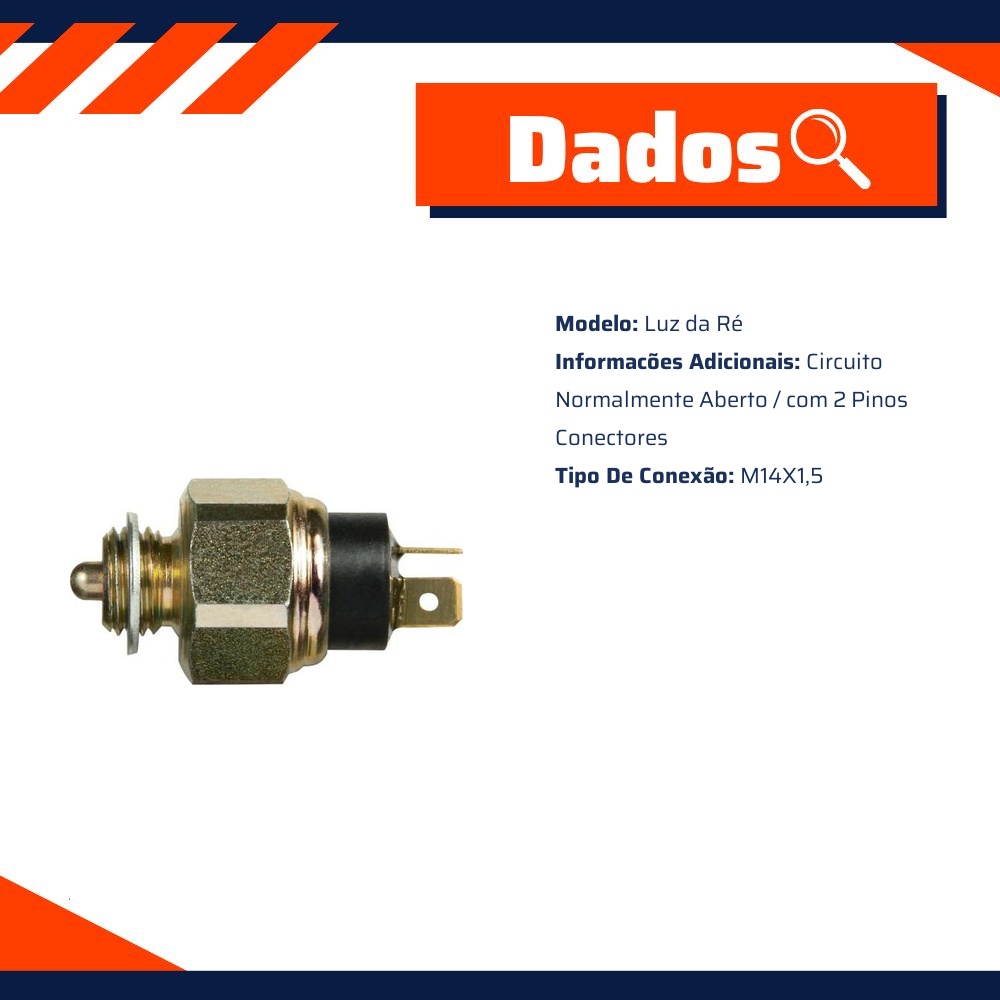 Interruptor da Luz da Ré M14 X 1.5 para Chevrolet Tracker e Suzuki Vitara - 3-RHO - 4452
