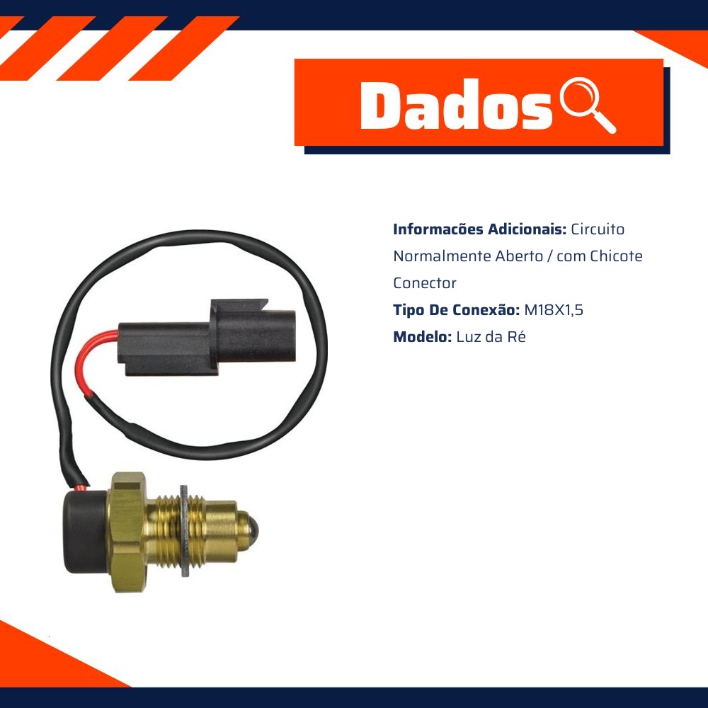 Interruptor da Luz da Ré M18 X 1.5 para Mitsubishi Pajero Dakar - 3-RHO - 4494
