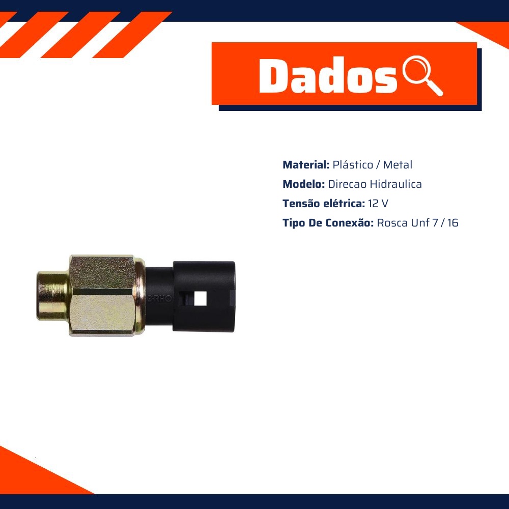 Interruptor de Pressão da Direção Hidráulica - 7/16" x 20 UNF - 3-RHO - 9907