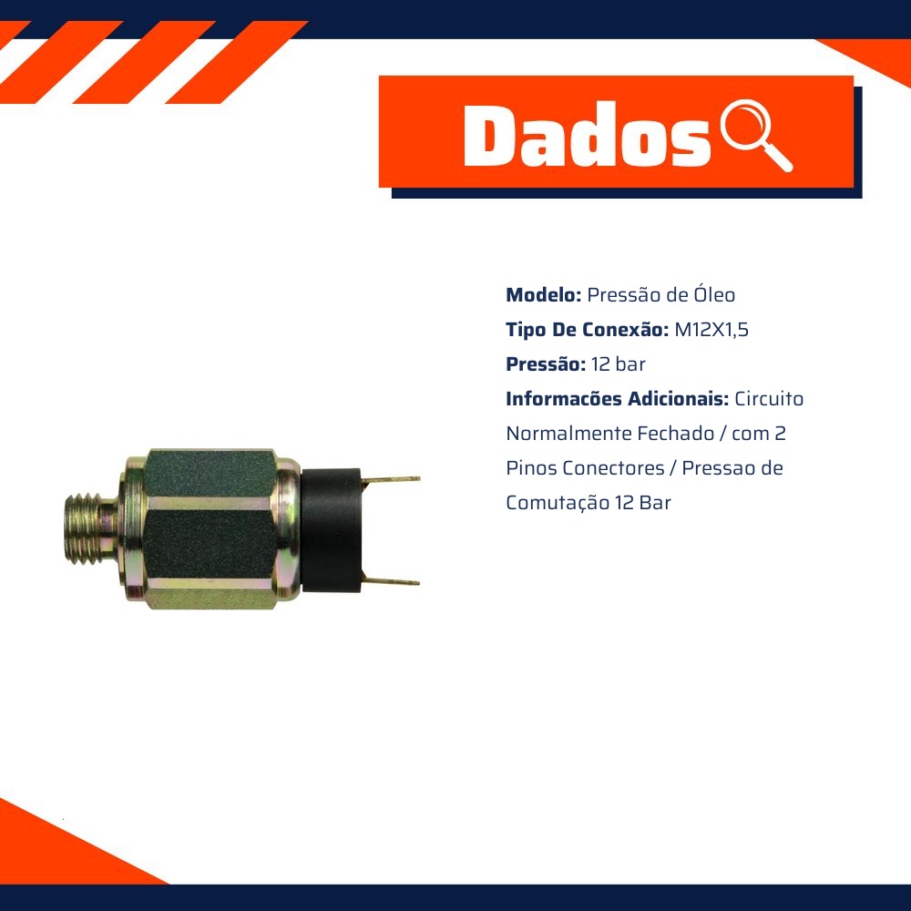 Interruptor de Pressão de Óleo - 12 bar - 3-RHO - 3330