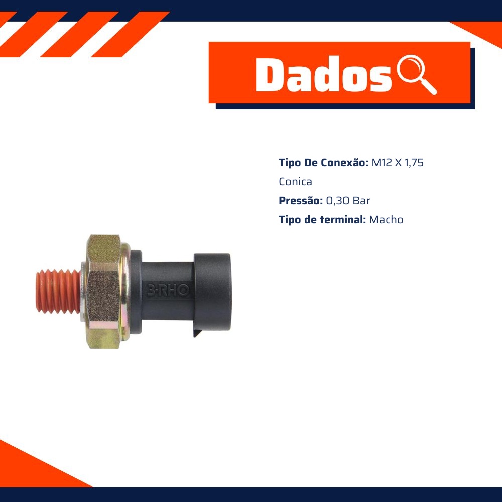 Interruptor de Pressão de Óleo 0,30 Bar para Chevrolet Captiva e Malibu - 3-RHO - 3360