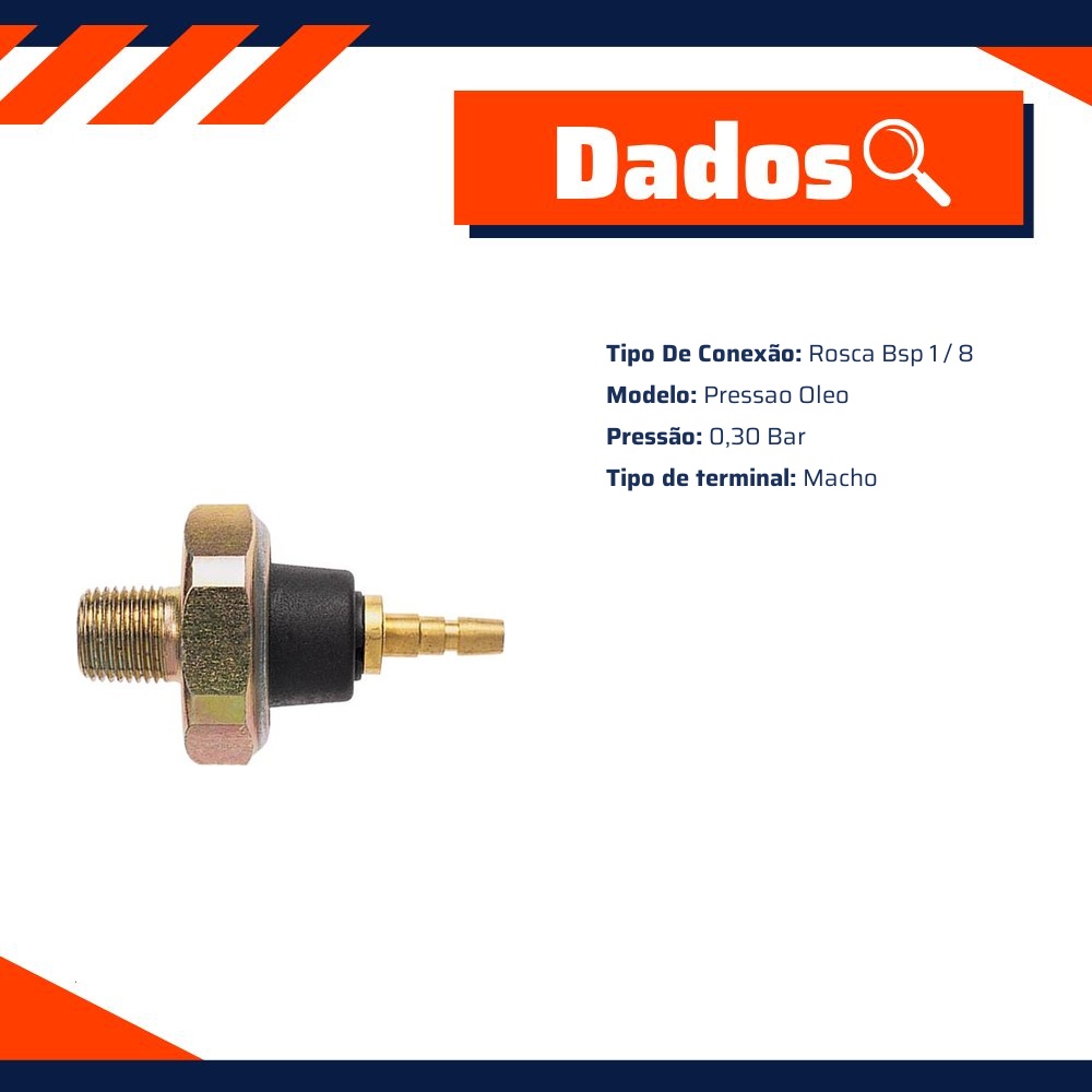 Interruptor de Pressão de Óleo - 0,30 Bar - 3-RHO - 3384
