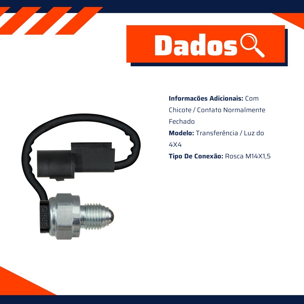 Interruptor de Transferência M14 X 1.5 para Mitsubishi Pajero Tr4 - 3-RHO - 6649