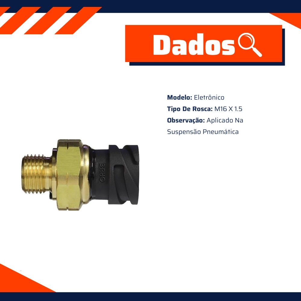 Sensor Eletrônico de Pressão Ar - M16 X 1.5 - 3-RHO - 7740