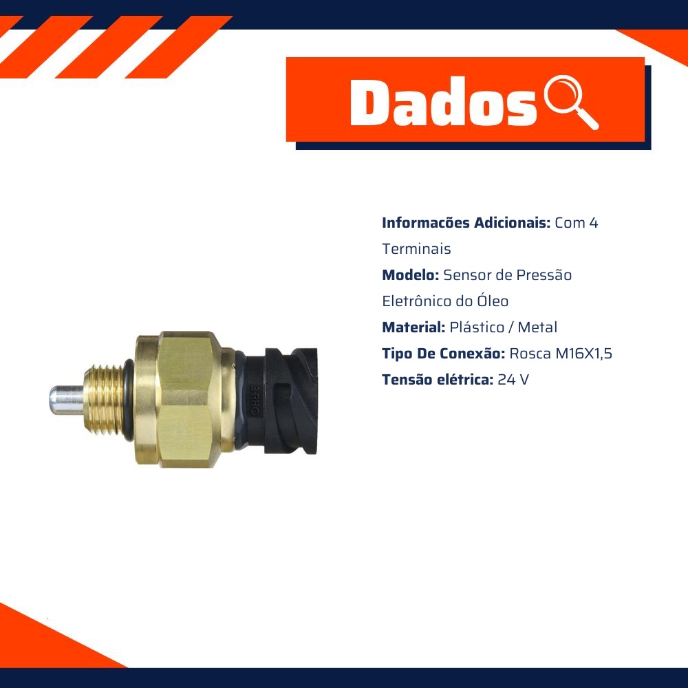Sensor Eletrônico de Pressão do Óleo - M16 x 1.5 - 3-RHO - 7720