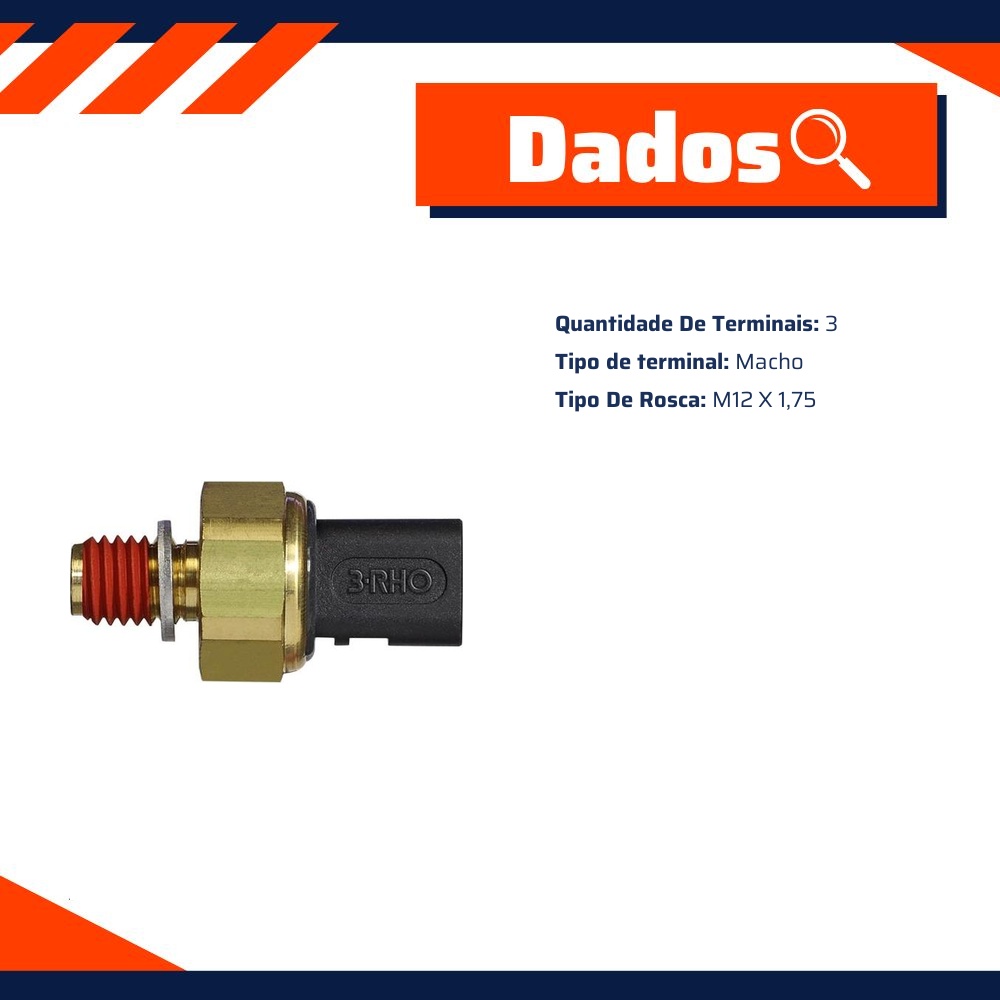 Sensor Eletrônico de Pressão do Óleo - M12 X 1,75 - 3-RHO - 7777