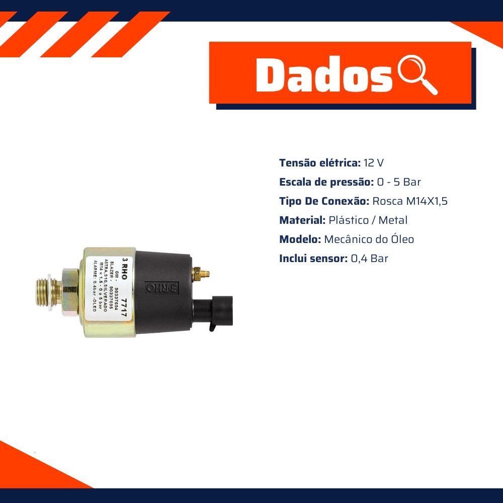 Sensor Mecânico de Pressão - 0 a 5 Bar - 3-RHO - 7717