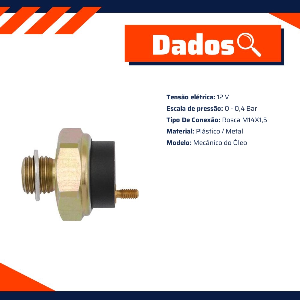 Sensor Mecânico de Pressão 0 a 0,4 Bar para Chevrolet S10 - 3-RHO - 7719