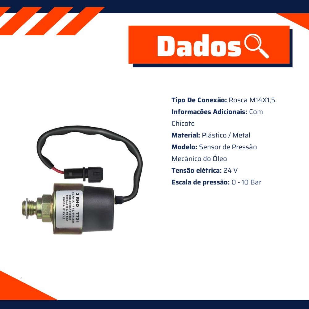 Sensor Mecânico de Pressão - 0 a 10 Bar - 3-RHO - 7721