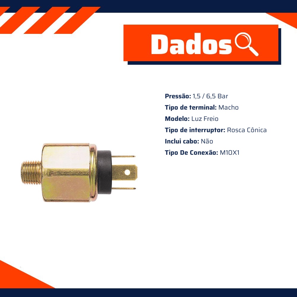 Interruptor de Luz de Freio - 1,5 / 6,5 Bar - 3-RHO - 330