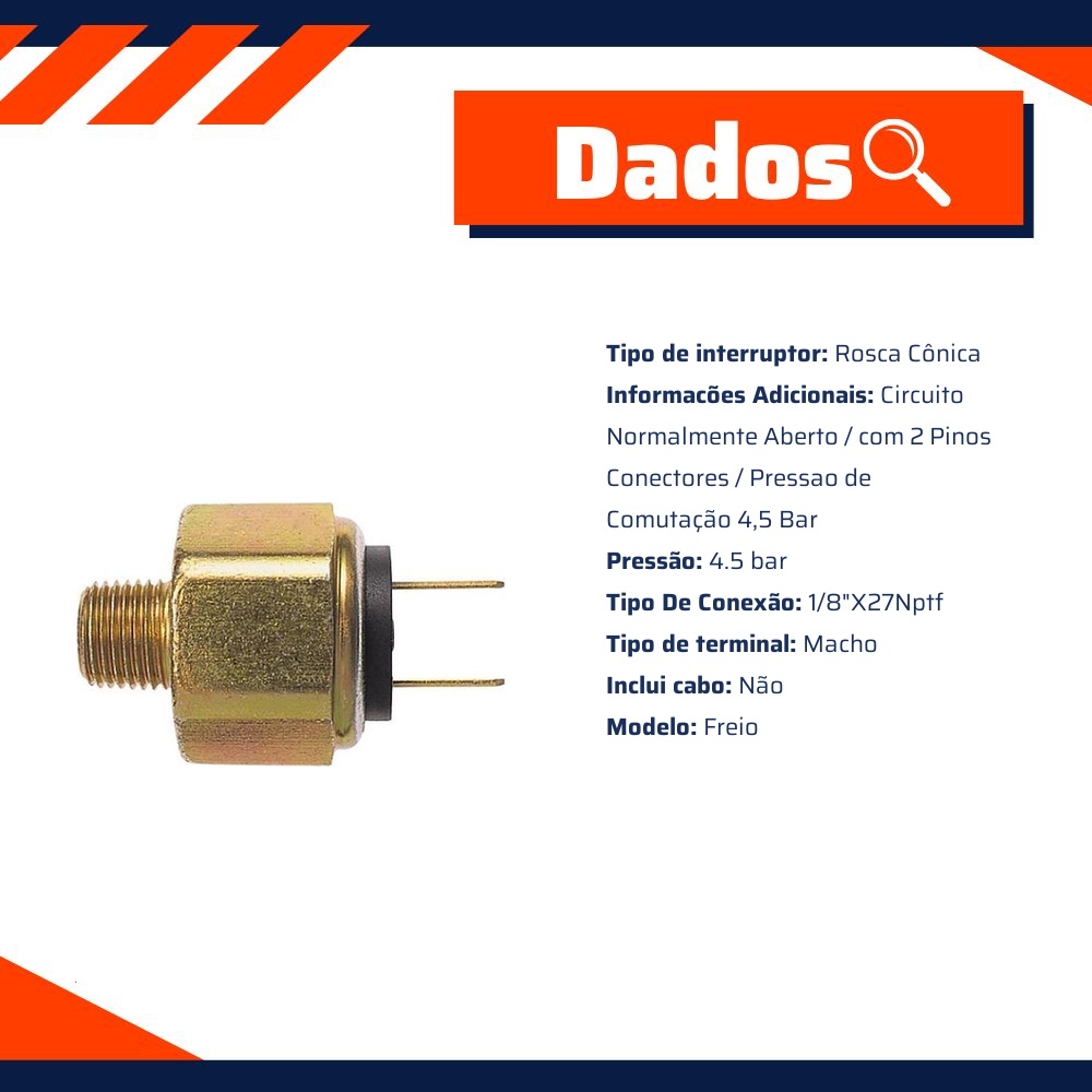 Interruptor de Luz de Freio 4.5 Bar para Ford Jeep e Rural - 3-RHO - 350