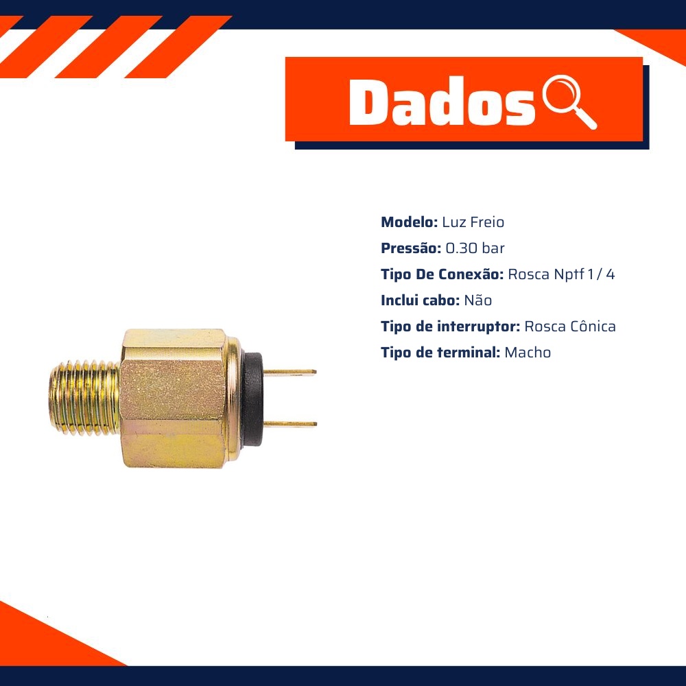 Interruptor de Luz de Freio - 0.30 bar - 3-RHO - 386