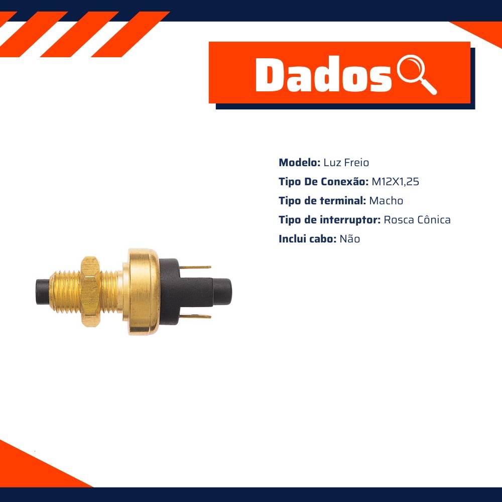 Interruptor de Luz de Freio M12 X 1.25 para Toyota Bandeirante - 3-RHO - 395