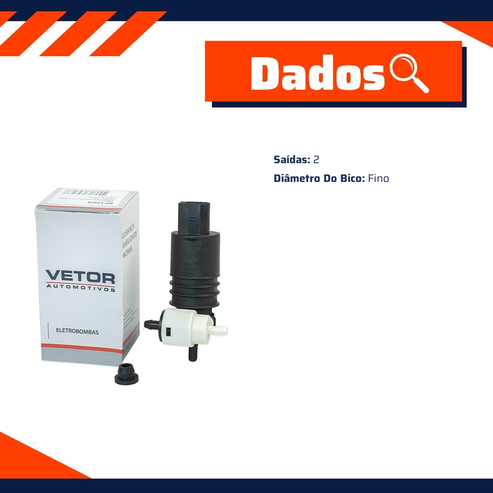 Bombinha Bico Fino de Água com 12V 2 Saidas para Chevrolet Spin - Vetor - Bf12Gs